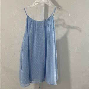 Blue Rain Light Blue Swiss Dot Spaghetti Strap Babydoll Top